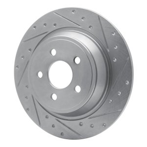 Ford Fusion Brake Rotor (1) - Rear Right - R1 Concepts - Drilled & Slotted - Silver - `15-`24
